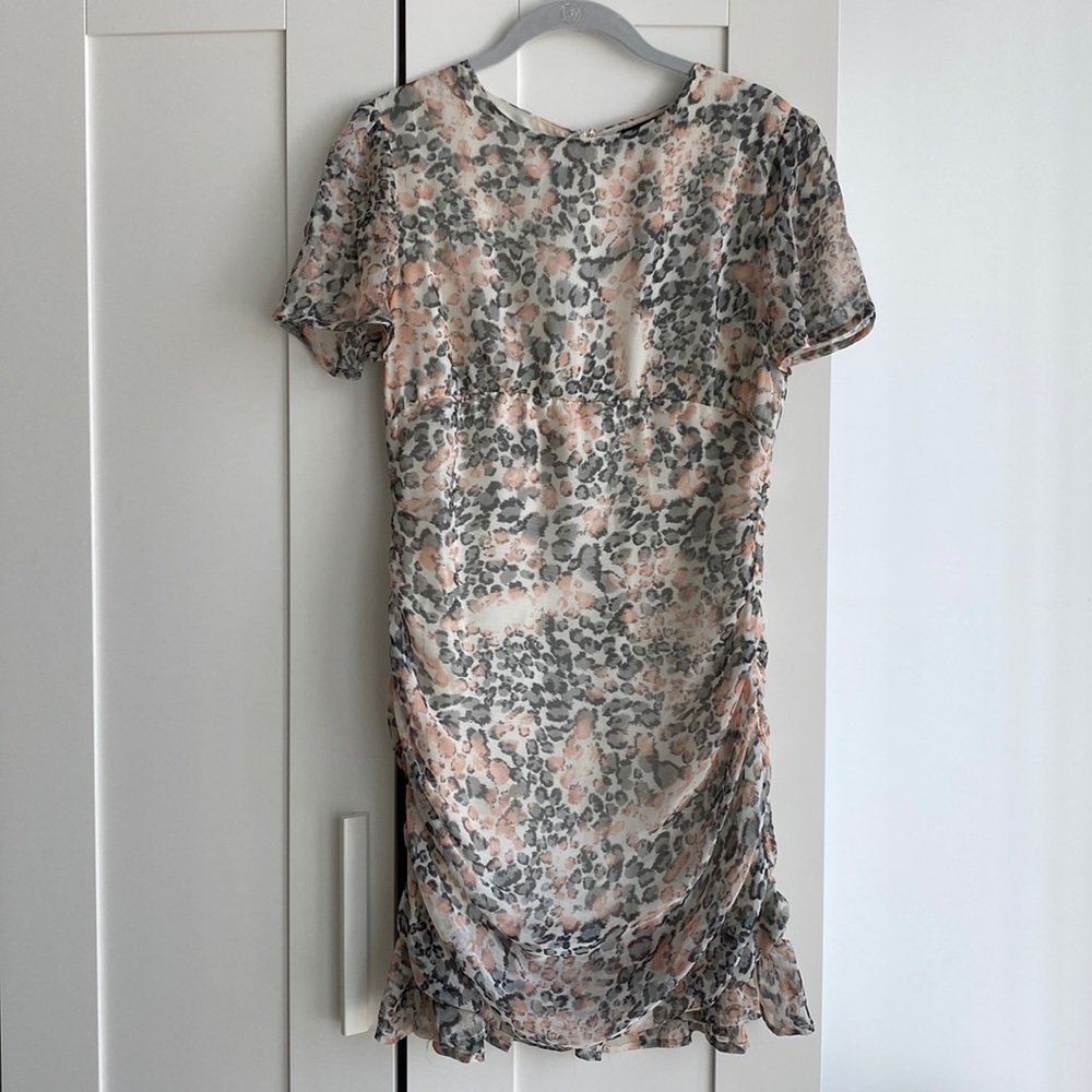 Antikshop - side rouche printed mini dress